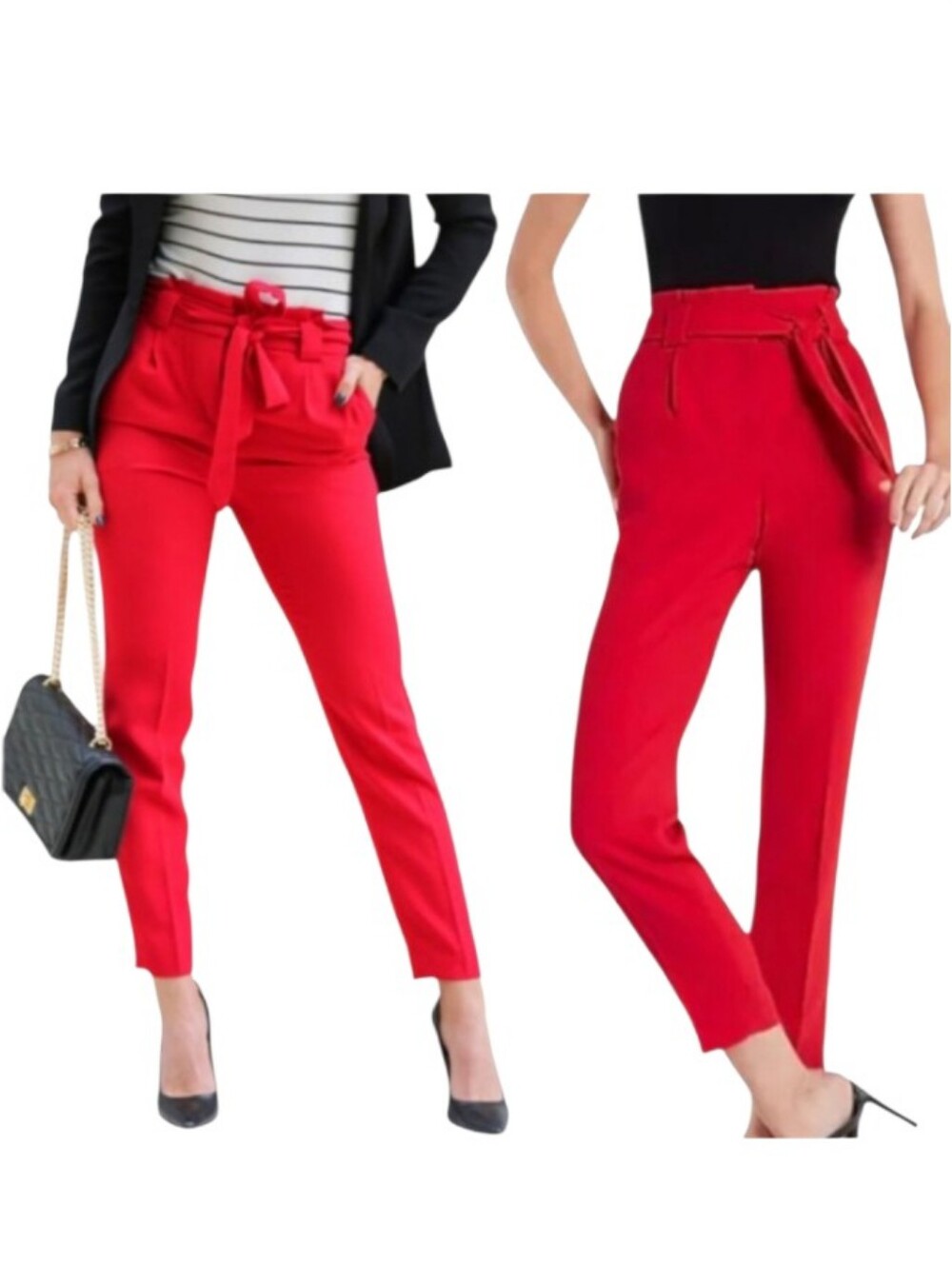 Express Paperbag Waist High Rise Ankle Pants